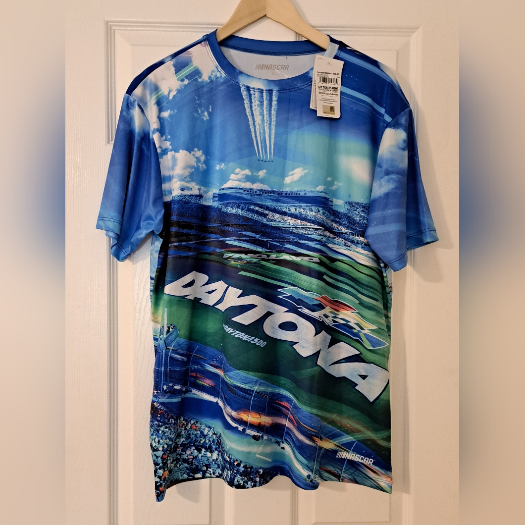 Nascar Daytona International Speedway Double Sided All Over Print TShirt Sz L